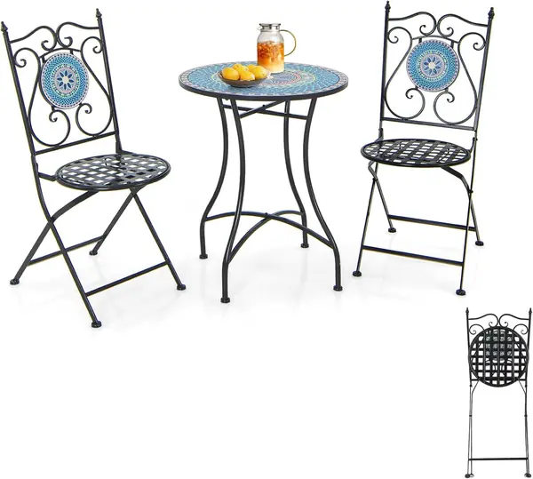 3 teilig Bistroset mit mosaikmuster