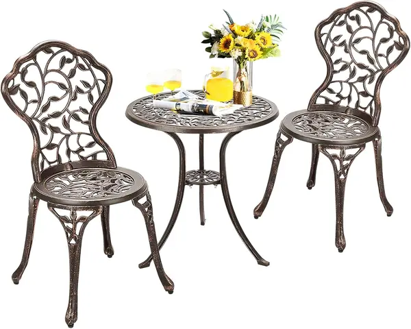 3 TLG. Bistro Set aus Aluminiumguss
