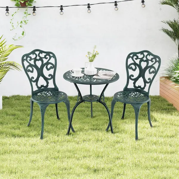 3-TLG. Gartenmöbel Set – Terrasse, Terrasse (Grün)