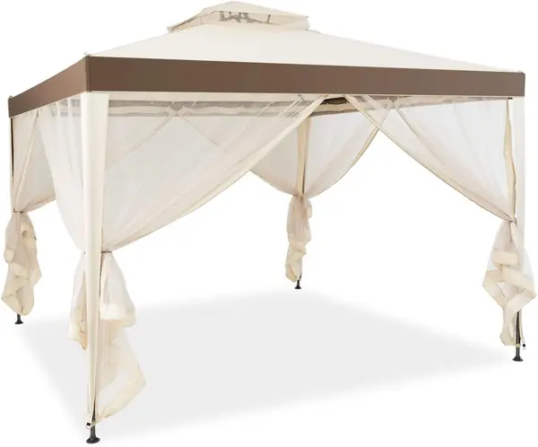 3x3m Pavillon – Partyzelt mit Doppeldach, für Garten