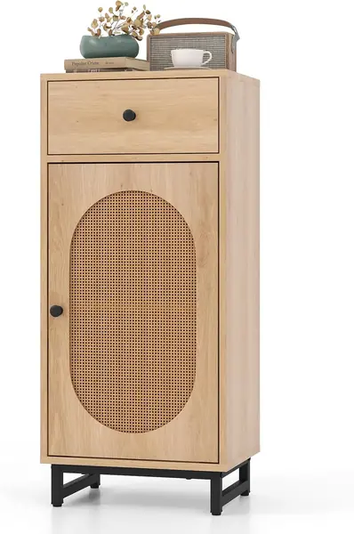 Badezimmerschrank mit Rattangeflecht Tür