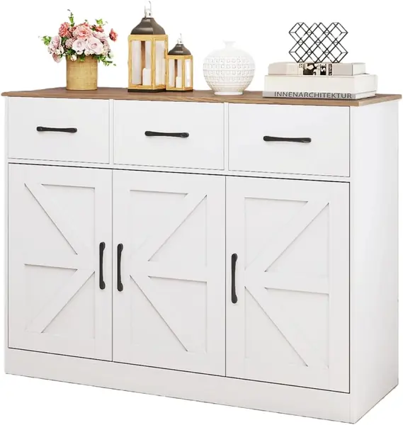 Buffetschrank mit 2 Türschränke & 3 Schubladen