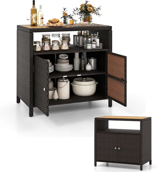 Gartenschrank aus Rattan – Garten Schuppen mit Doppeltüren
