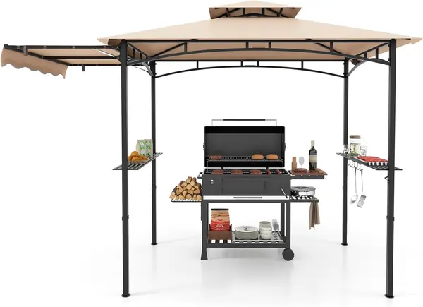 Grillüberdachung 318 x 153 cm mit Seitenwand