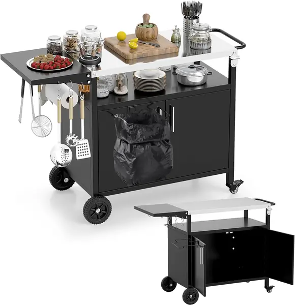 Grillwagen mit Arbeitsplatte aus Edelstahl