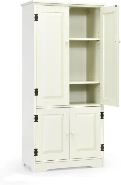 Hochschrank mit Doppeltür & Ablagen – 5x32x123cm (Weiß)