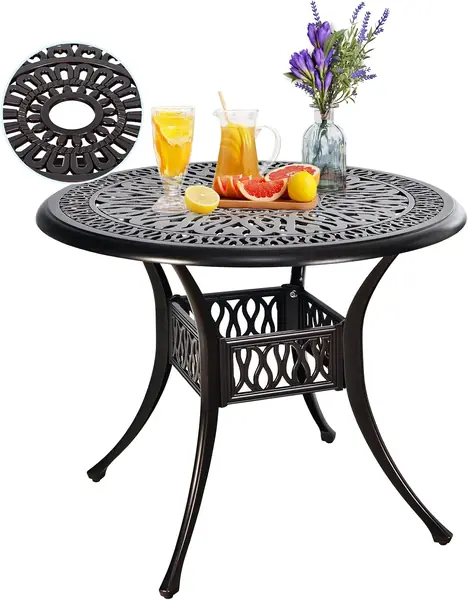 Runder Gartentisch mit Sonnenschirmloch 5 cm