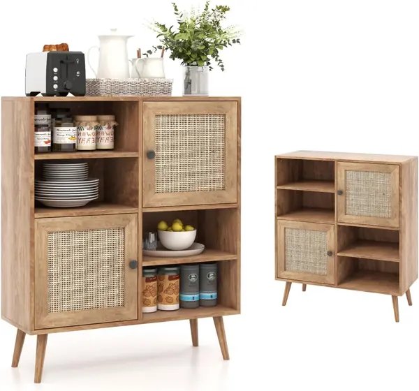 Sideboard Anrichte mit 2 Türen aus Rattan